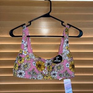 Pink Floral Bikini Top